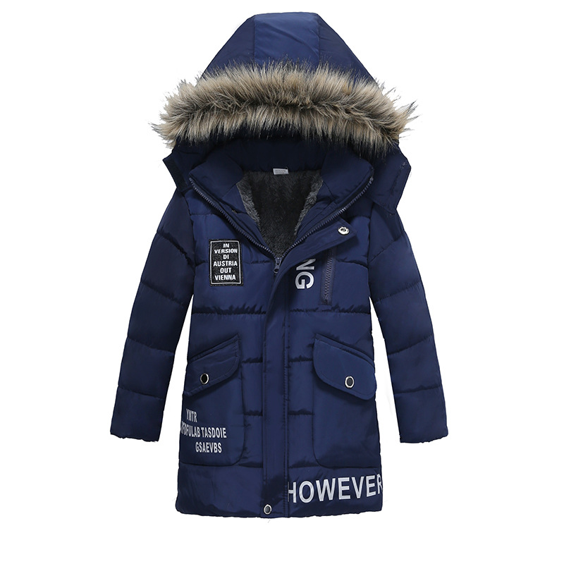 Boys Large Fur Collar Padded Warm Cotton Jacket — foto 2