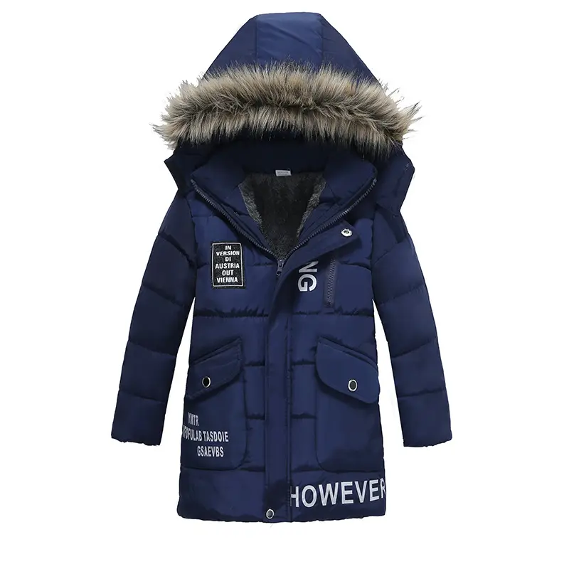 Boys Large Fur Collar Padded Warm Cotton