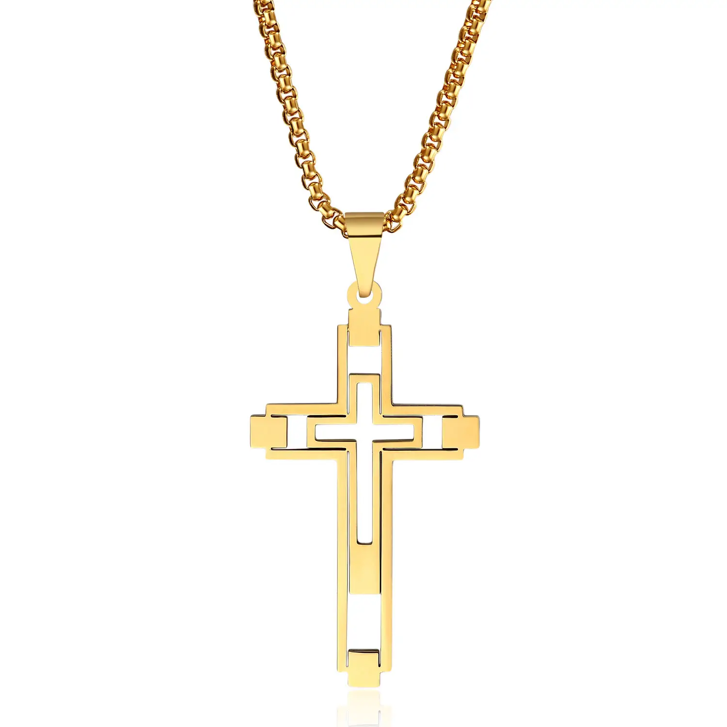 Simple Fashion Hollow Cross Titanium Steel