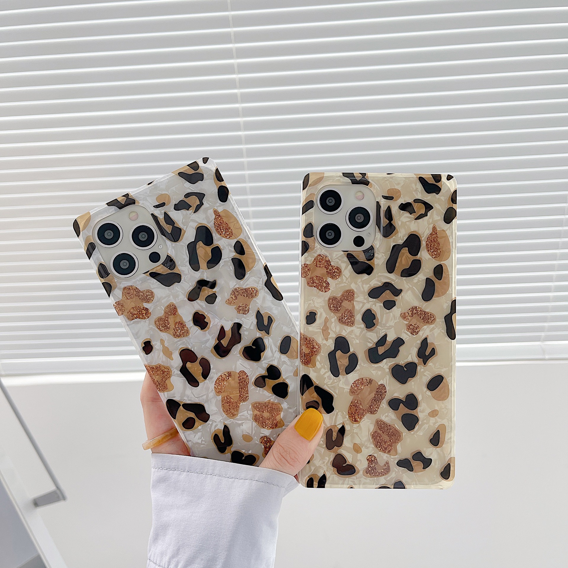 Square Leopard Print Shell Phone Case