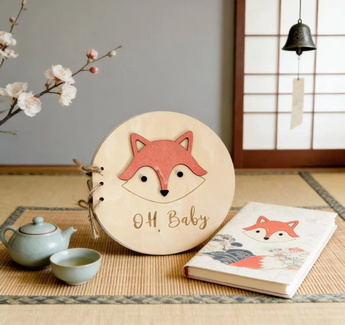 Cross-border Hot Sale 3D Cartoon Creative Gift Baptism Guest Book Signature Album Wooden Souvenir