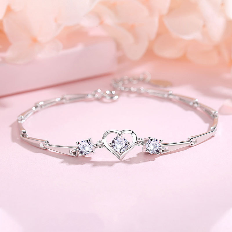 Title 2, Fashion Sterling Silver Heart Bracelet Female