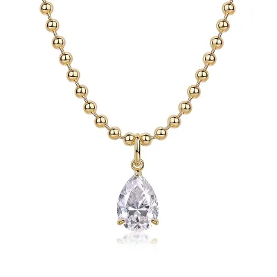 1Wish Light - A Fashionable And Trendy Diamond Jewelry Necklace Pendant Set With Pear-shaped Moissanite S925 Sterling Silver And Gold Plating Prohibit TikTok sales