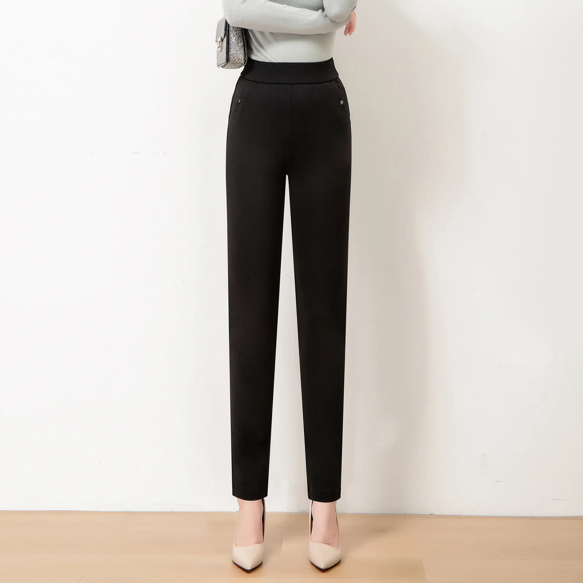 High Waist Elastic Loose Feel Soft And Comfortable Skinny Pants