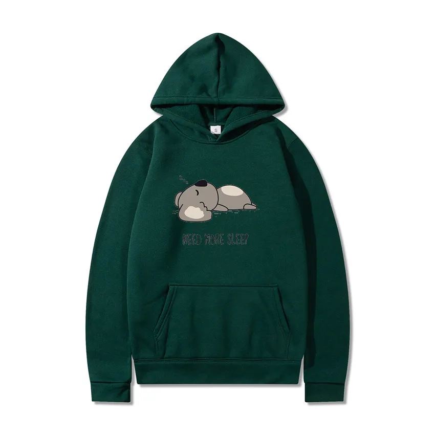 New Hooded Long-sleeved T-shirt Plus Velvet Loose Cartoon Top - Green