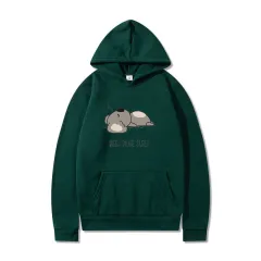 New Hooded Long-sleeved T-shirt Plus Velvet Loose Cartoon Top - Green - View 1