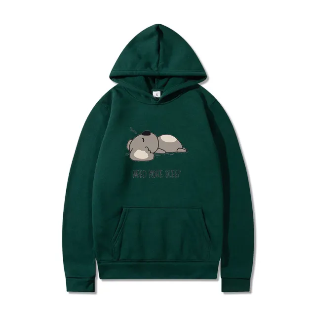 New Hooded Long sleeved T shirt Plus Velvet Loose Cartoon Top Green - Shop at LoveMi