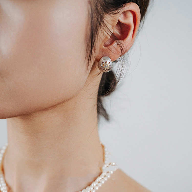 Silver Handmade Luxury Mirror Velvet Earrings