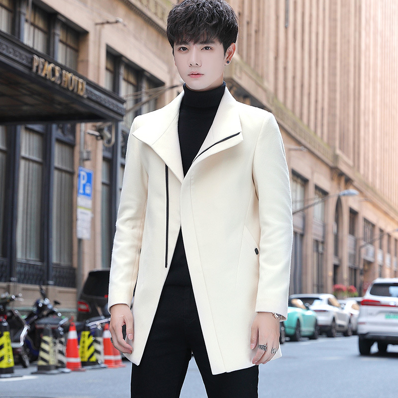 Men's Anti-wrinkle Mid-length Slim-fit Woolen Coat