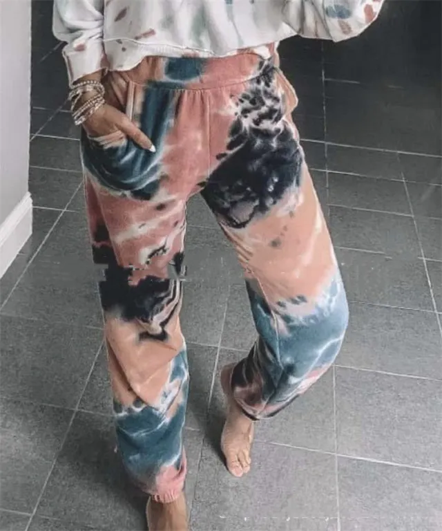 Tie dye Drawstring Elastic Waist Jogging Pants - Shop at LoveMi