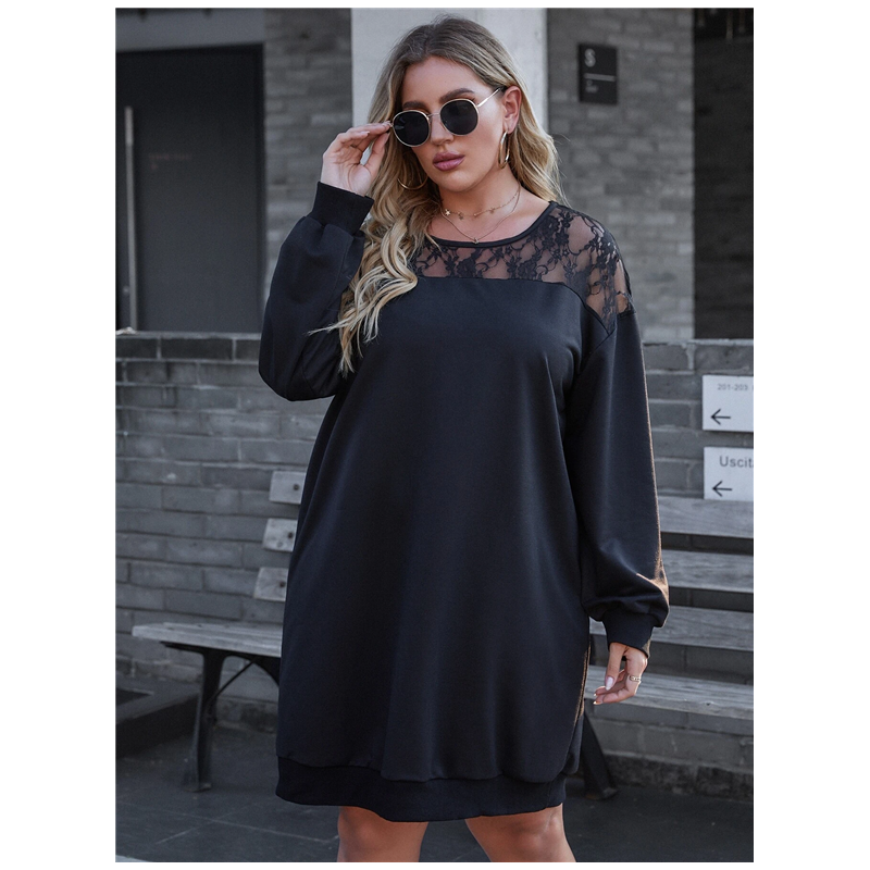 Lace-Trim Round-Neck Dress, picture 3 of 5