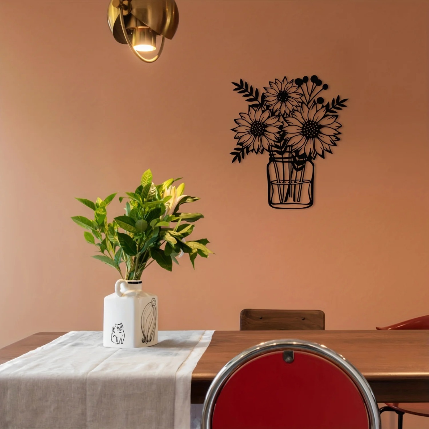 Vintage Sunflower Metal Wall Art - Handcrafted Iron Wall Sculpture