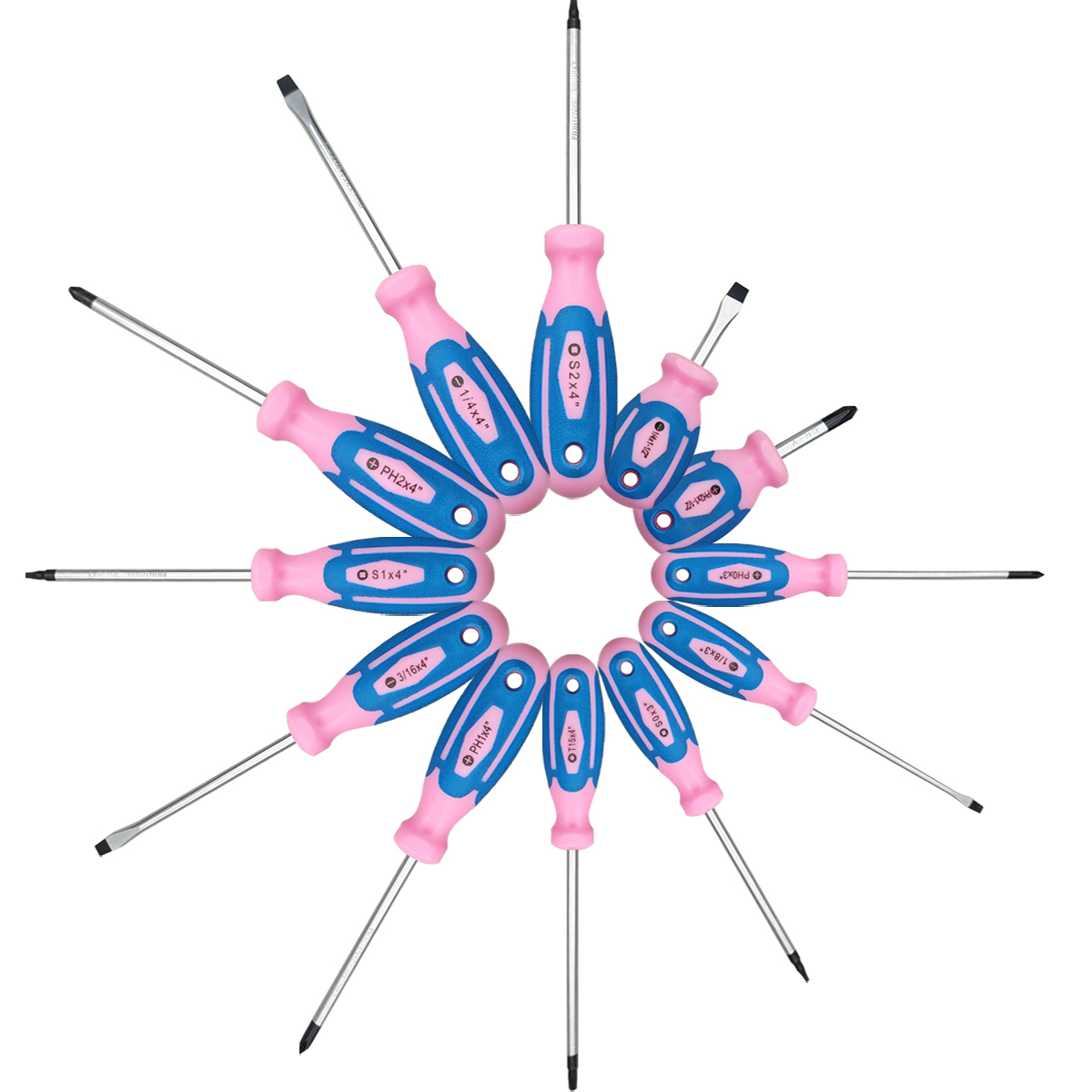 12-Piece Screwdriver Tool Set, Home Renovation Tools, Hand Tool Set, Powder Blue Tool Set