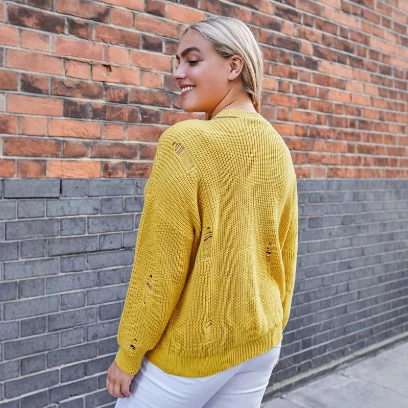 Elegant Knitted Winter Women's Sweater - Breathable Loose Hoodie With V-neck Design, Comfortable And Fashionable Knitted Clothing