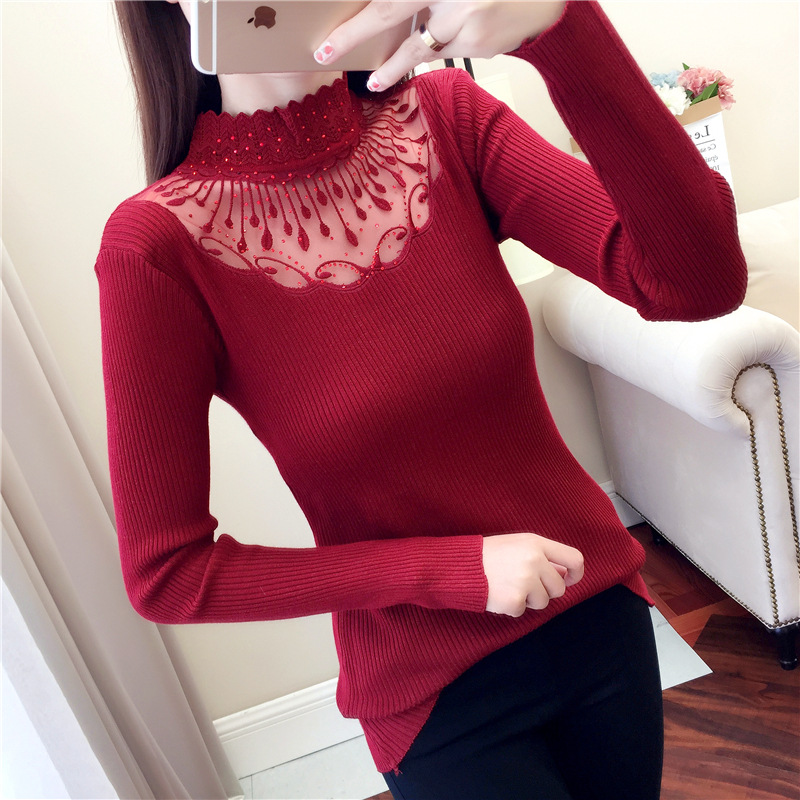 Slim Sexy Half High Neck Pullover Base Sweater