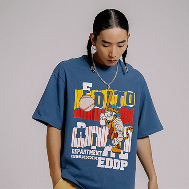 Men's And Women's All-match Retro Print Short-sleeved Top