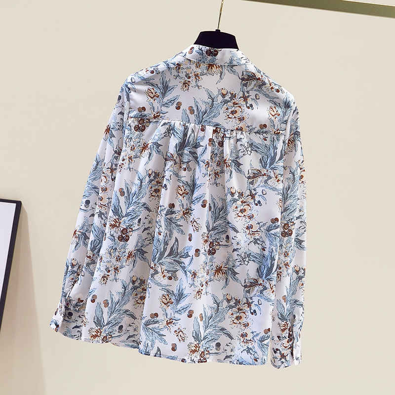 Title 8, Loose Slimming All-match Print Chiffon Shirt