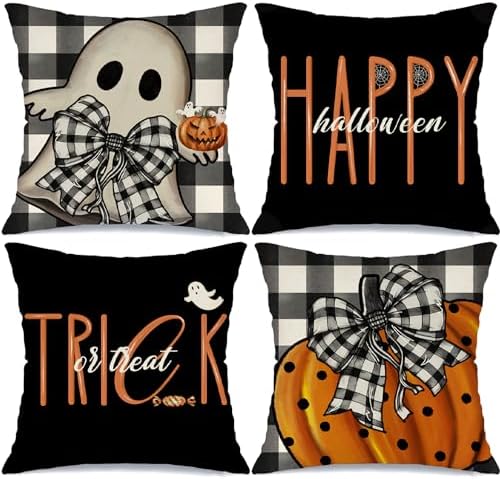 Halloween Decorations Pillow Covers 18x18 Set Of 4 Spooky
