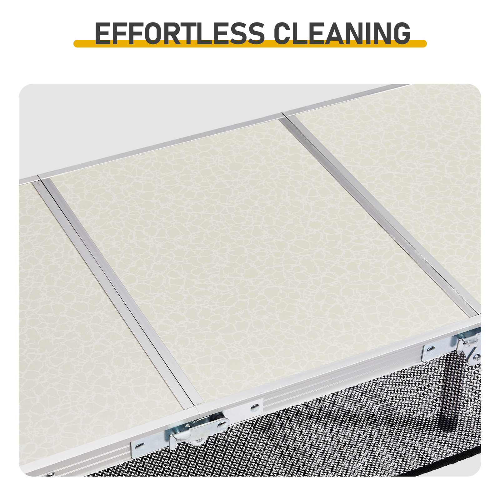 4ft Aluminum Folding Camping Table With 2 Large Storage Compartments, Portable Outdoor Picnic BBQ Buffet Serving Table 8