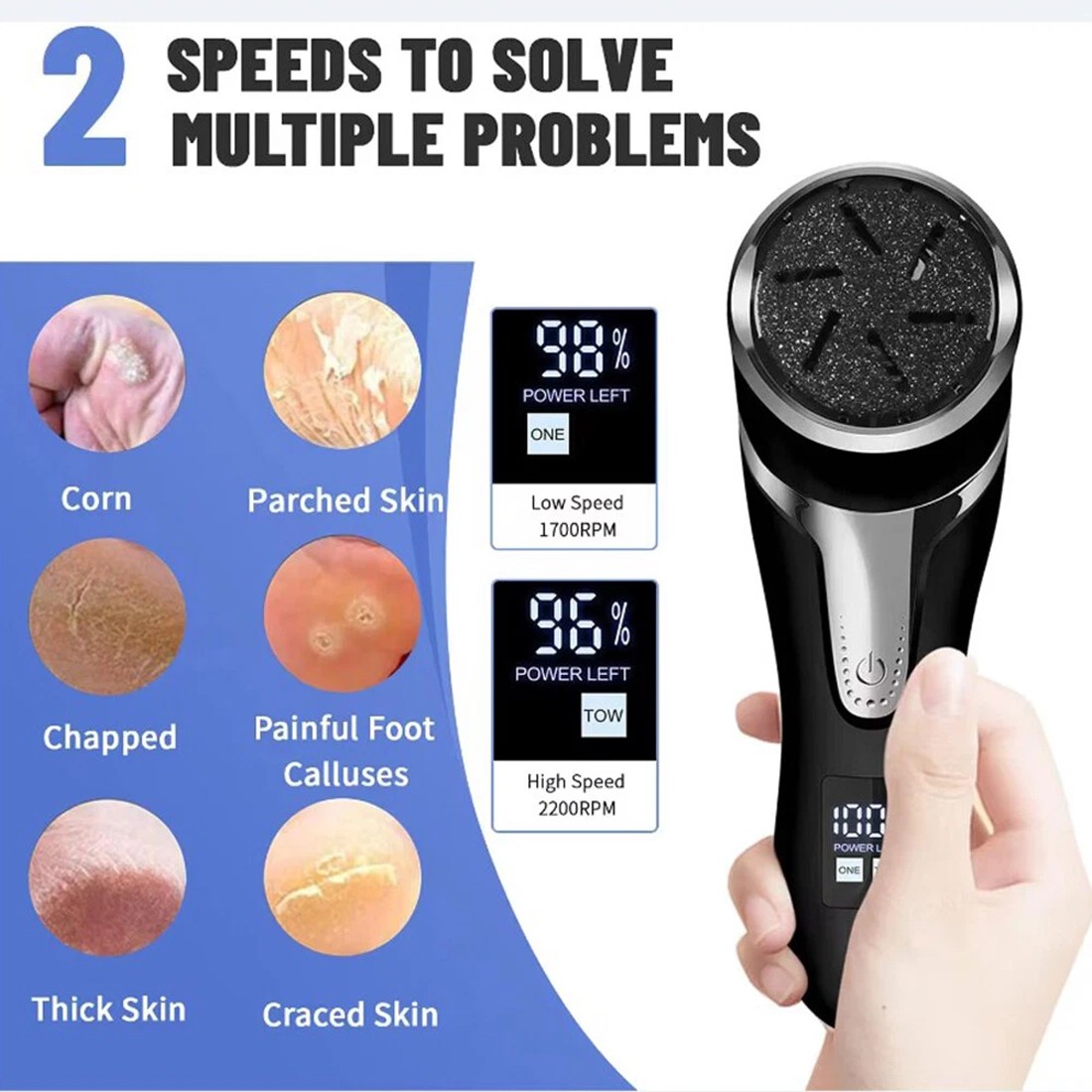 Electric Foot File Waterproof Hard Skin Remover Feet Pedicure Set Rechargeable