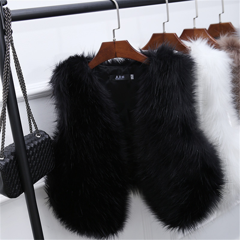 Faux Fox Fur Short Slim Waistcoat