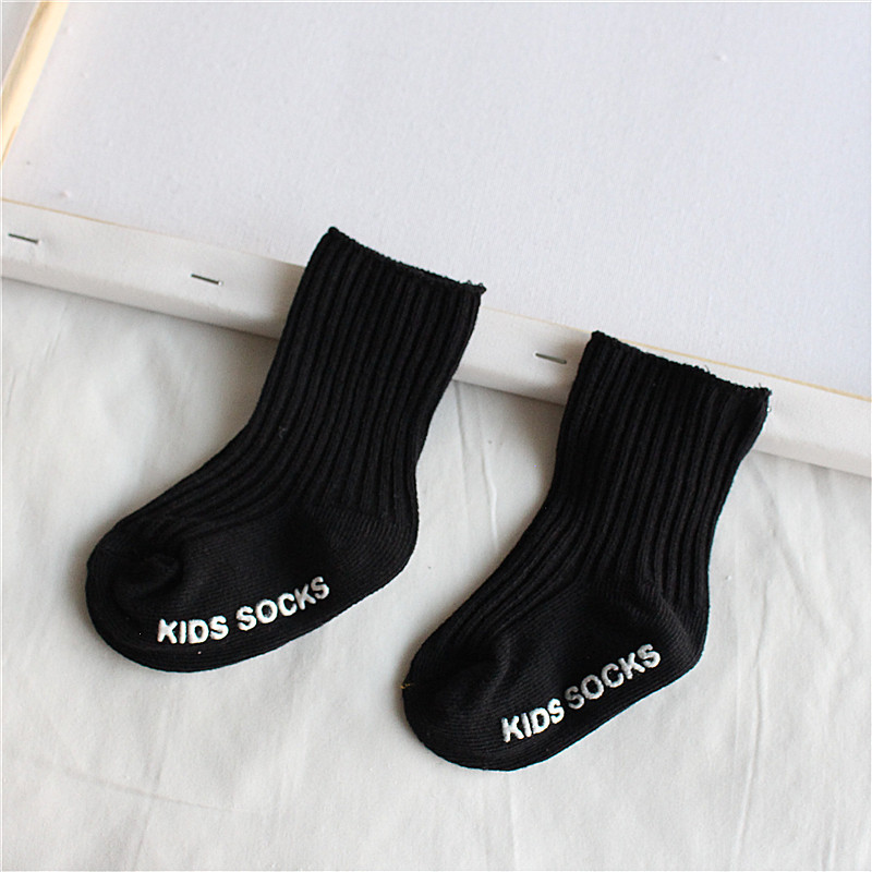 Double Needle Loose Mouth Plain Newborn Childrens Socks