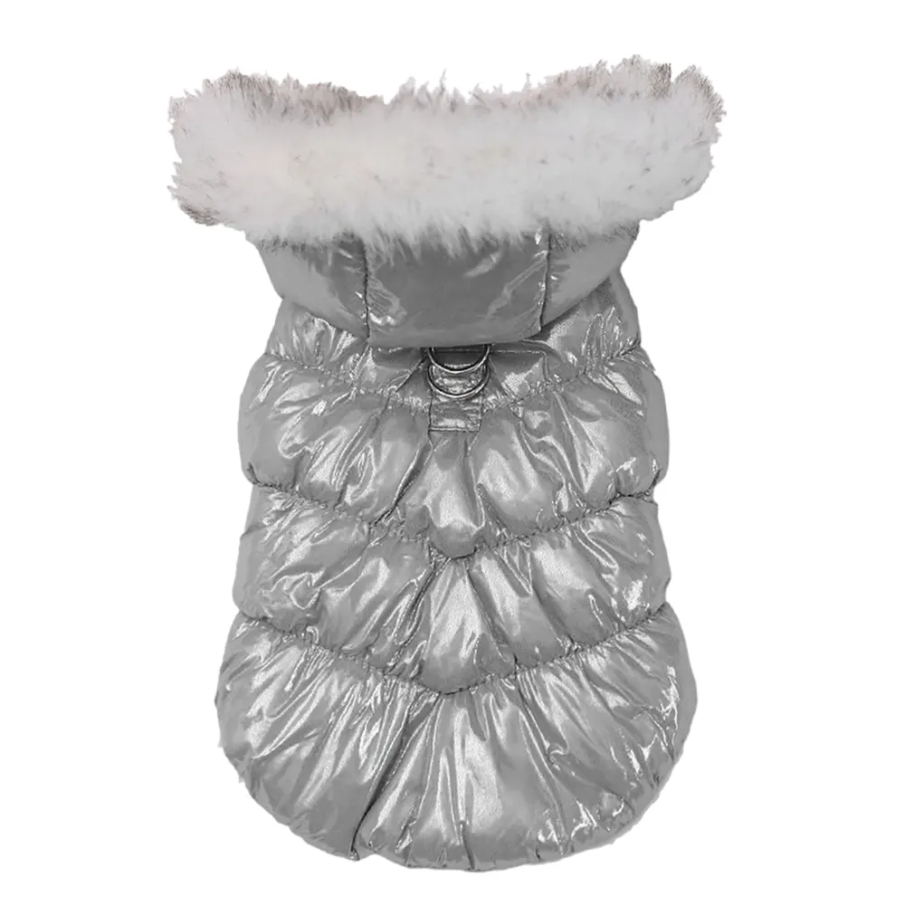 Two Legged Hooded Pet Cotton Padded Clothes - Silver