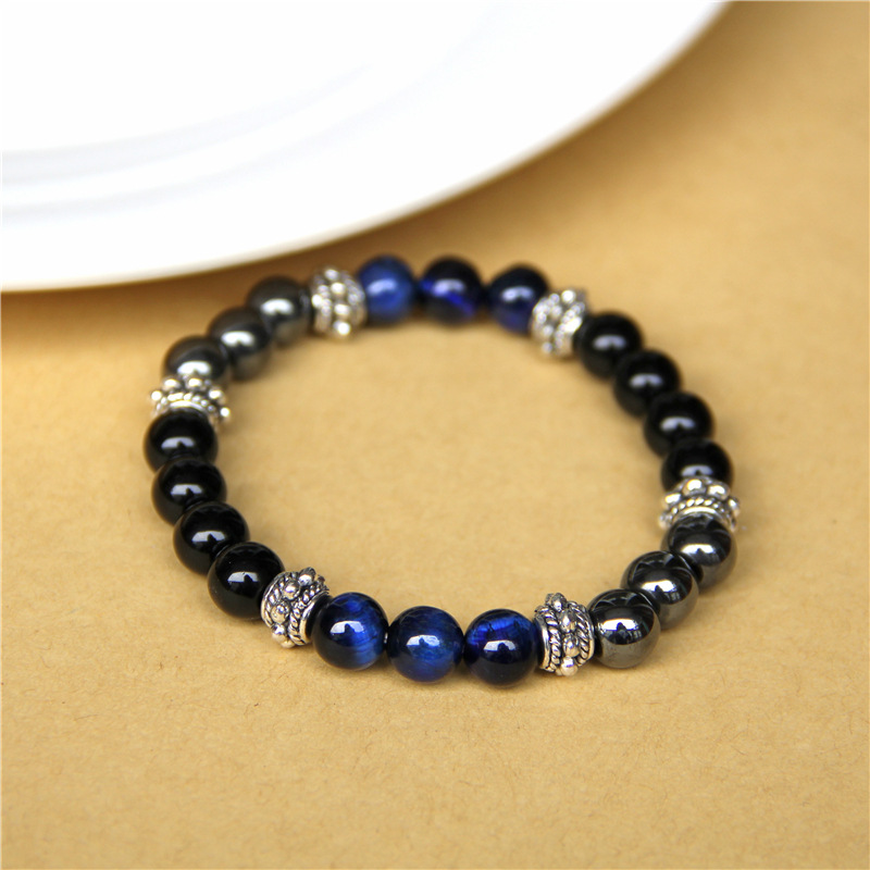 Men's And Women's Natural Tiger Eye Jewel Bead Elastic Bracelet