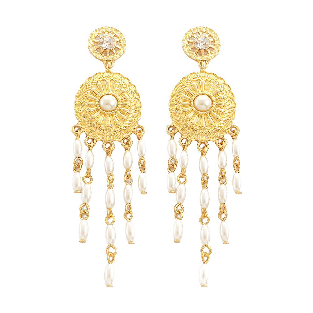 Women's Fashion Exaggerated Long Pearl Tassel Earrings