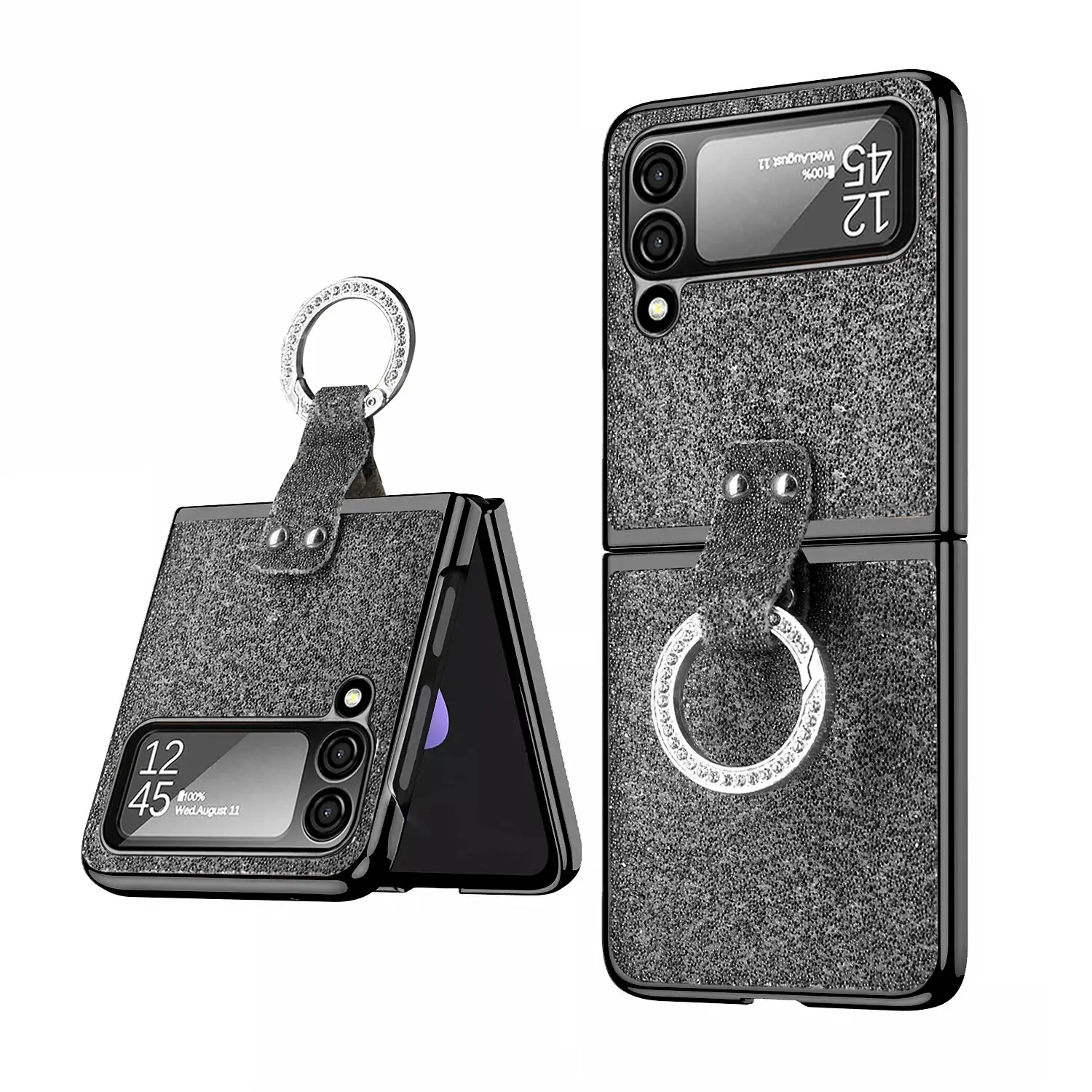Electroplating Glitter Ring Phone Case Rhinestones