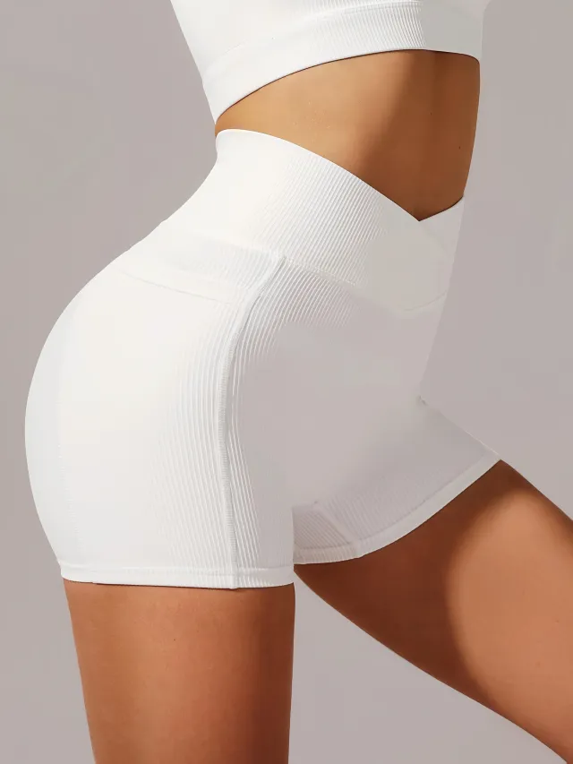 Women's High Waisted Yoga Shorts Breathable Workout Shorts For Running & Gym White - Shop at LoveMi