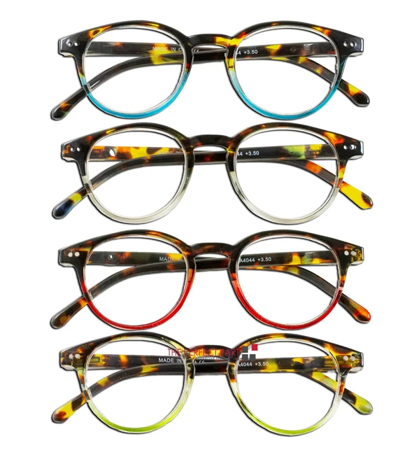 4 Pairs Mens Women Spring Hinge Round Horn Power Oval Reading Reader Glasses 1-4 - Image 4