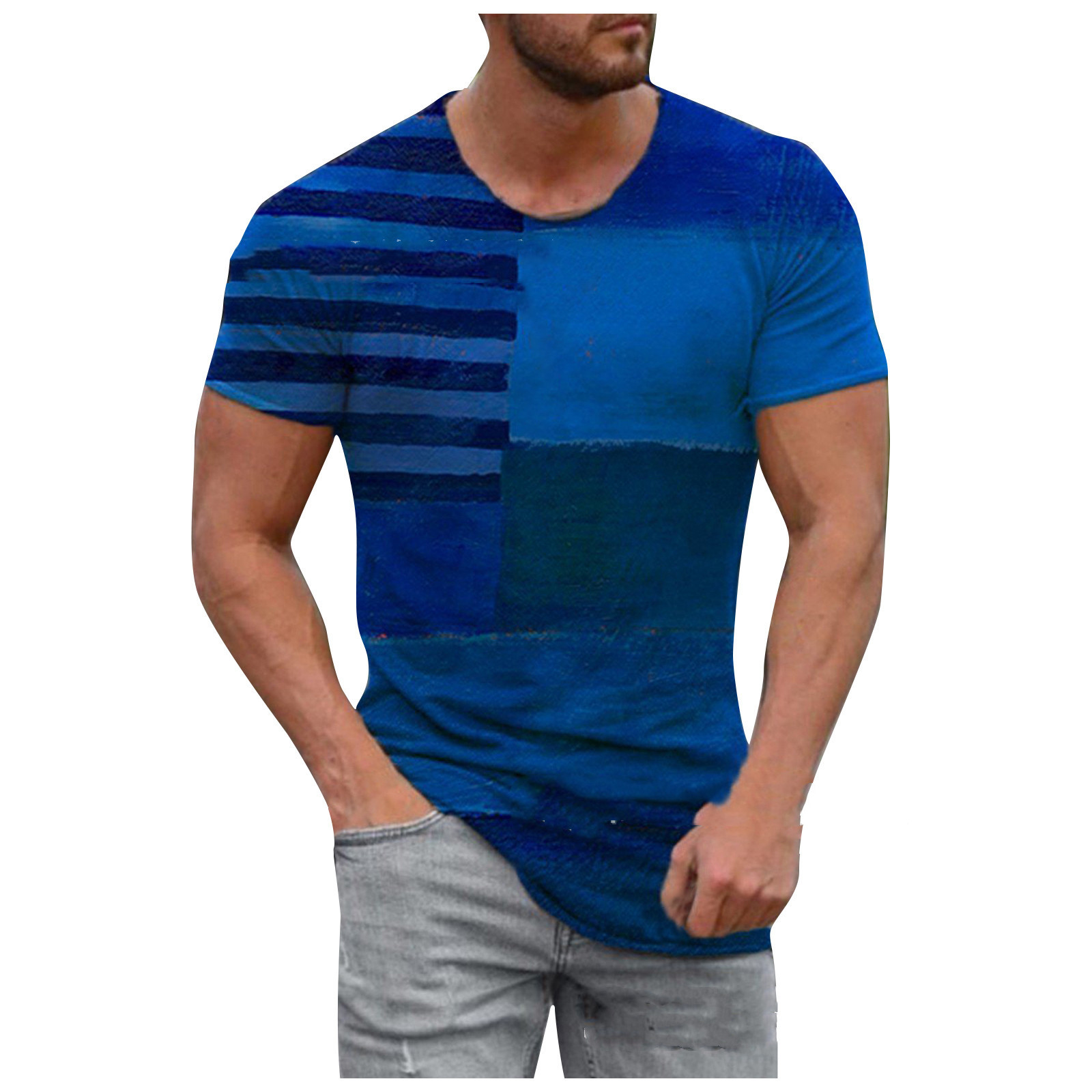 Men's Colorblock Short-sleeved T-shirt