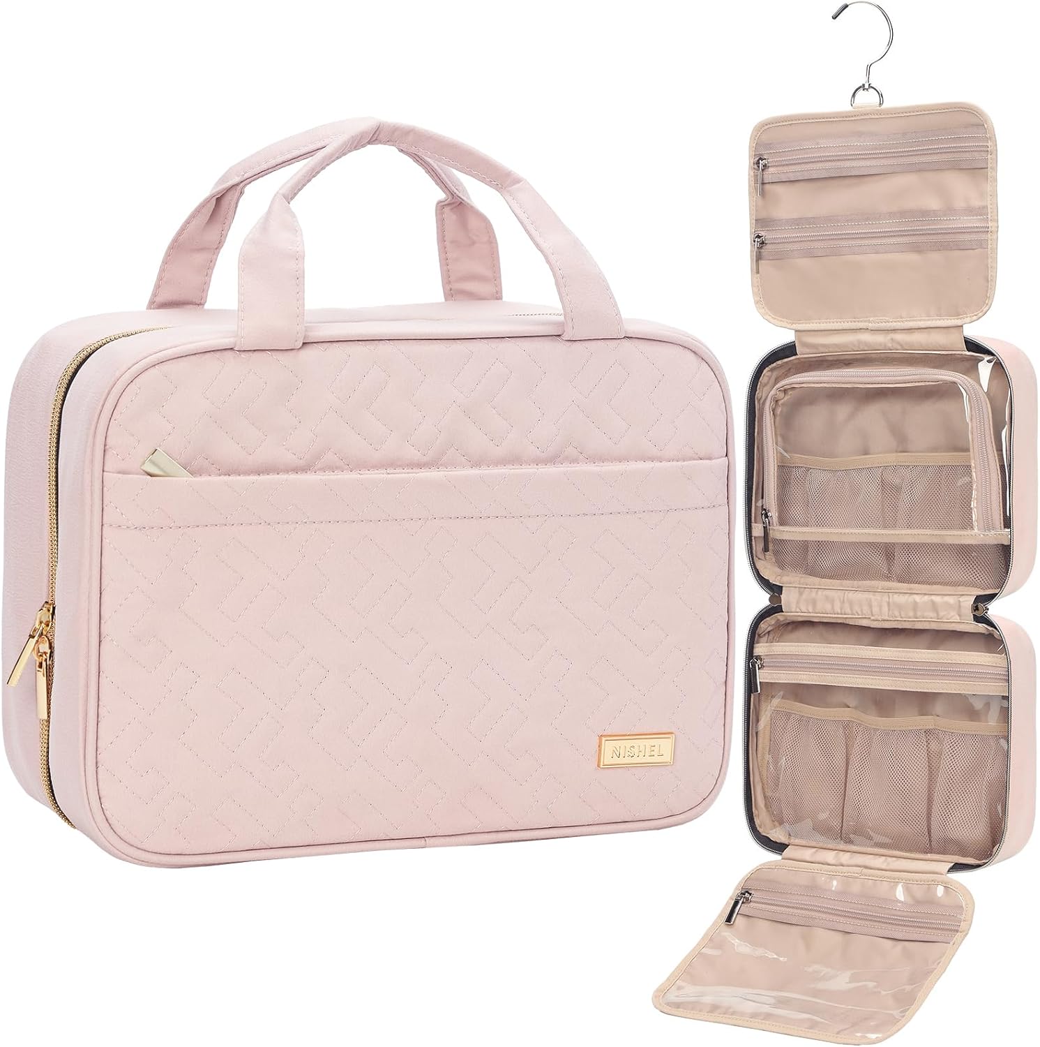 Travel Toiletry Bag For Women, Portable Hanging Makeup Organizer With Compartments For Cosmetics, Skincare And Bathroom Essentials