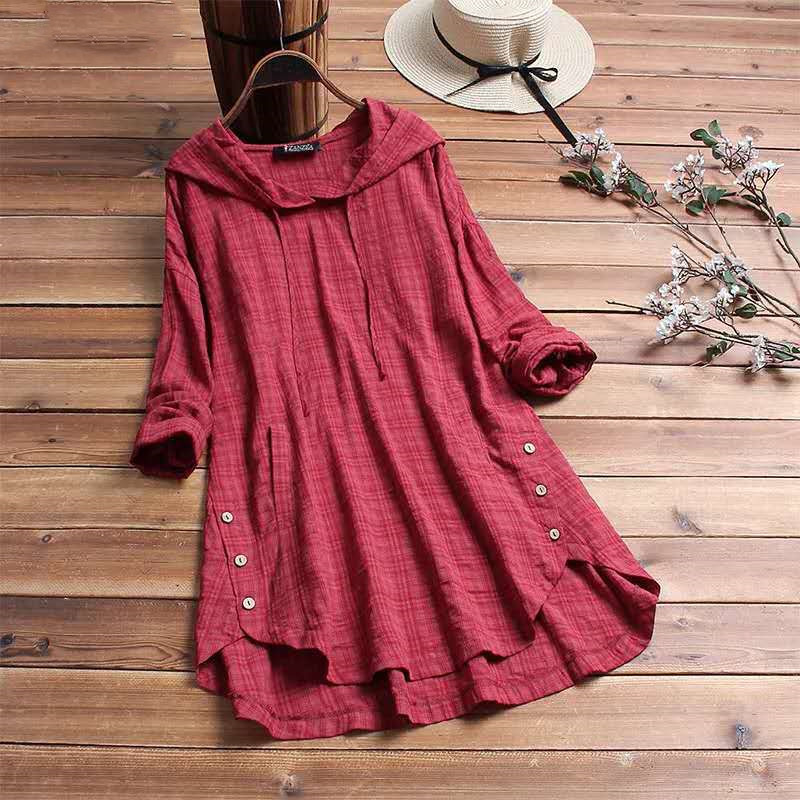 Title 6, Hedging Black Women Mid-length Linen Cotton Shi...