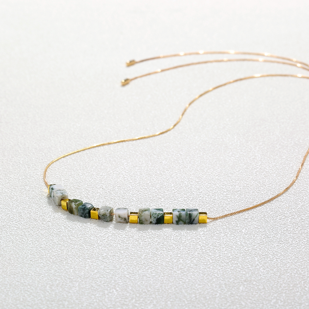 Square Natural Stone Necklace