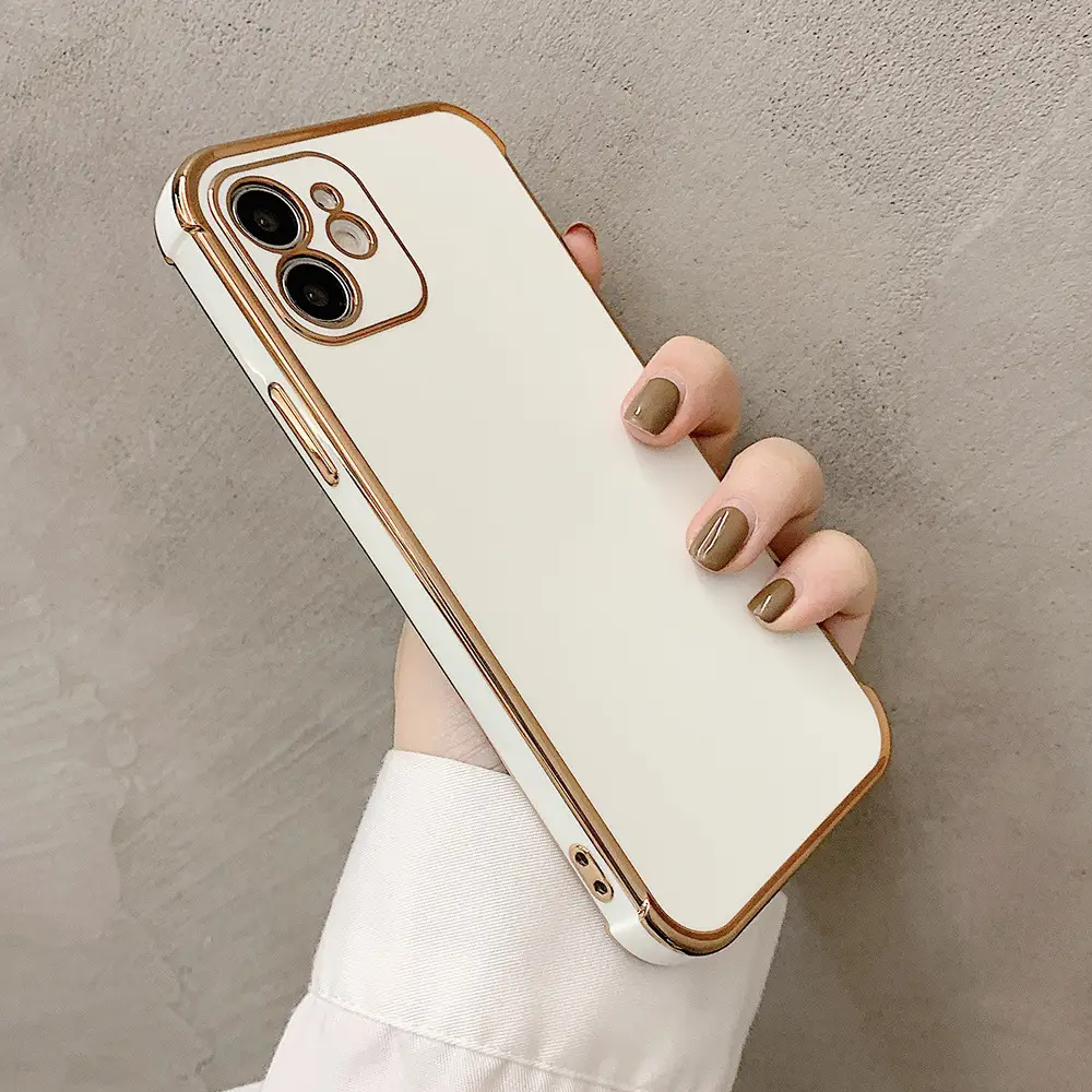 Straight Edge Electroplating Solid Color Space Phone Case