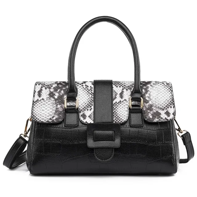 Business Commuter All match Stone Pattern One shoulder Handbag Black - Shop at LoveMi