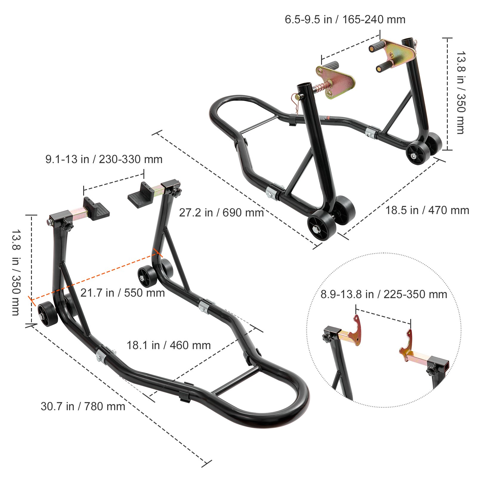 VEVOR Motorcycle Stand Lift, 850lbs Front Rear Combo Stand Lift Stand, Front And Rear Wheel Fork Stand… image 4