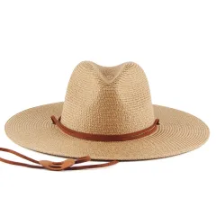 Summer Wide Brim Outdoor Travel Sunshade Hat - Khaki - View 1