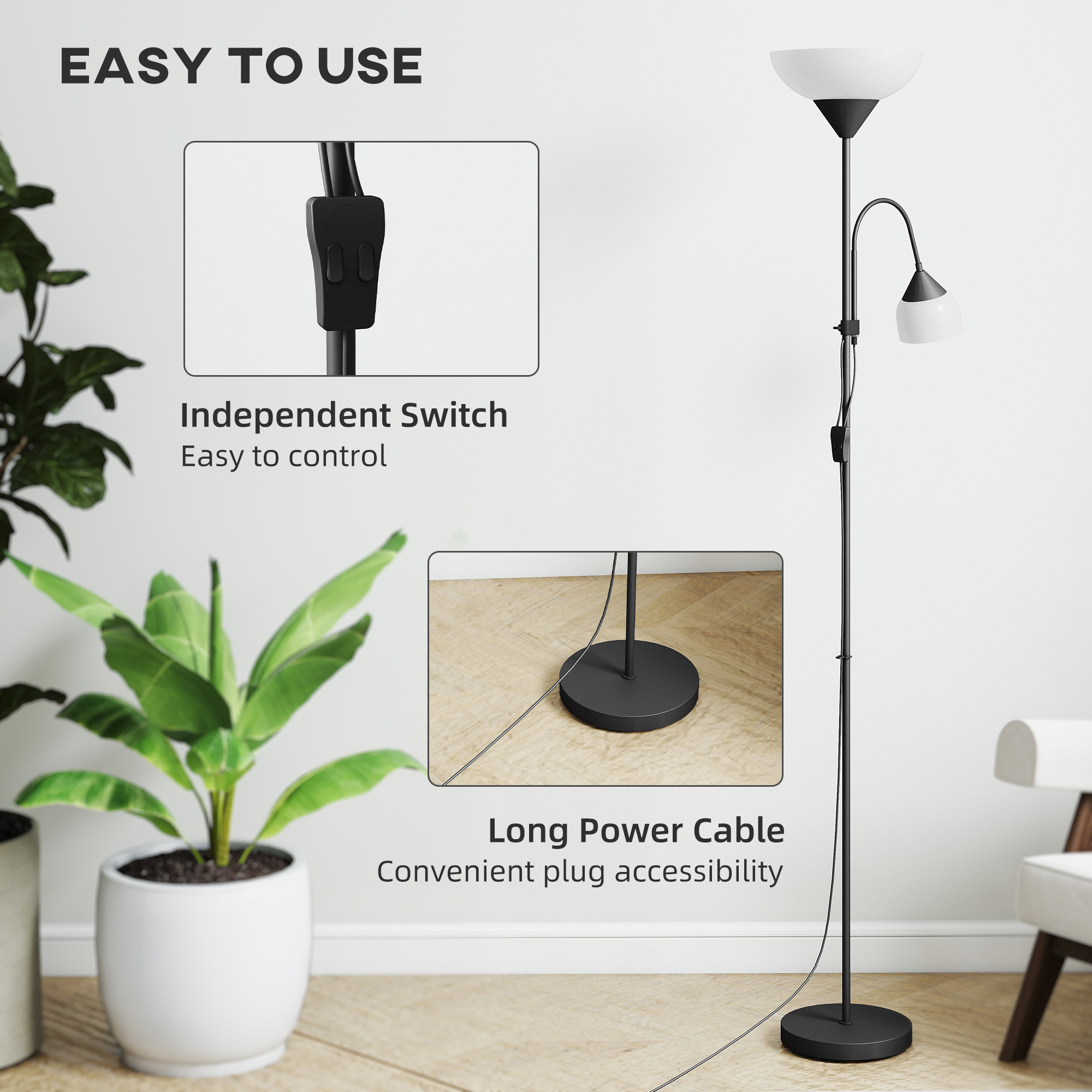LED Floor Lamp, Suitable For Living Rooms, 180cm High,