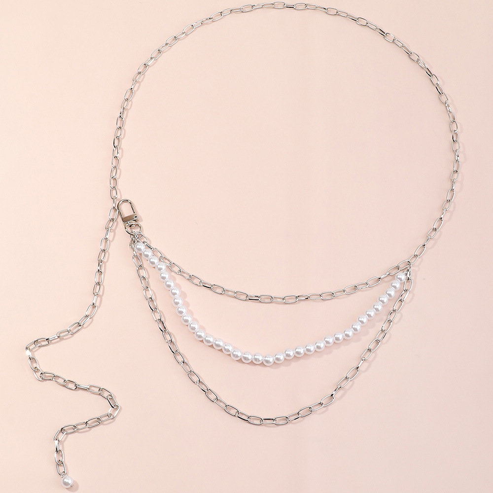 Fashion All-match Personality Simple Pearl Yoga Waist Chain
