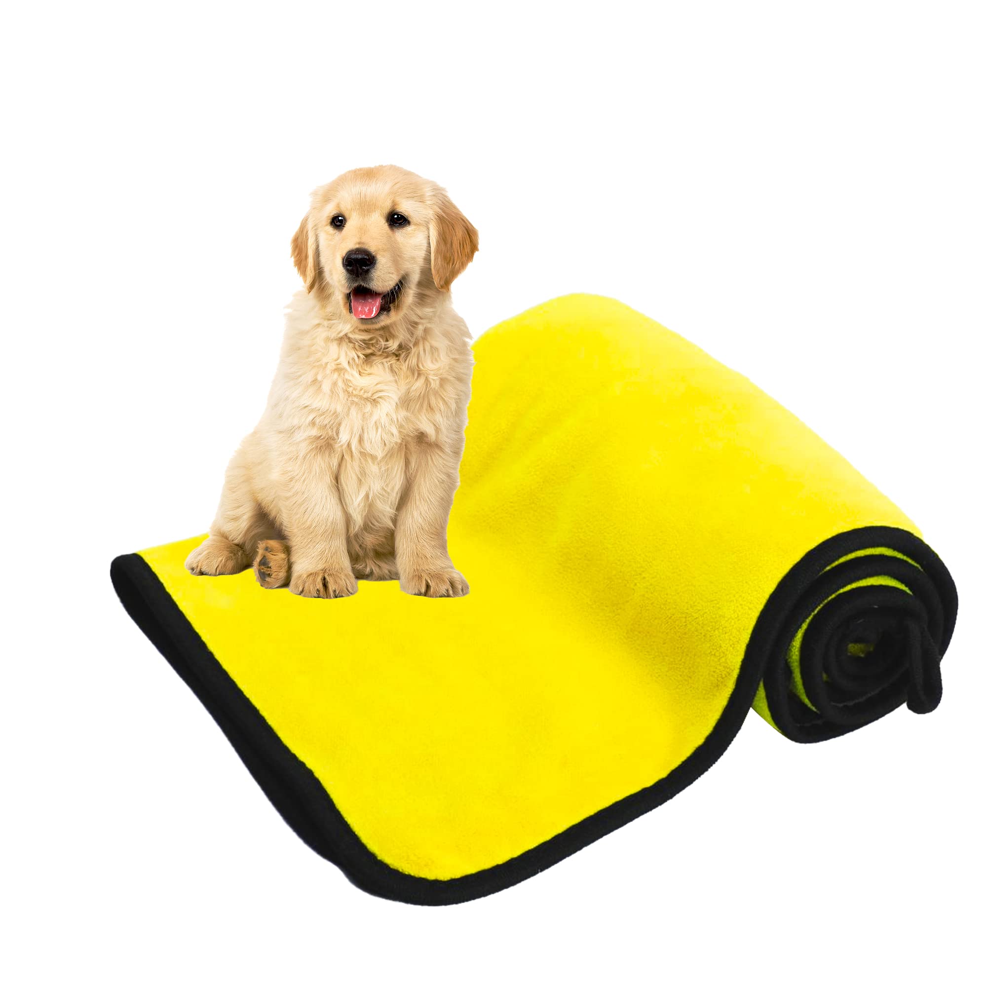 Dog towels for drying dogs, drying towel, dog bath towel, quick-drying pet dog and cat towels, soft fiber towels robe super absorbent quick drying soft microfiber pet towel for dogs, cats yellow