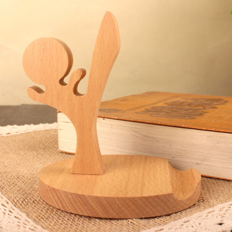 Creative Mobile Phone Toma Back With Coin Beech Wood Lazy Phone Holder