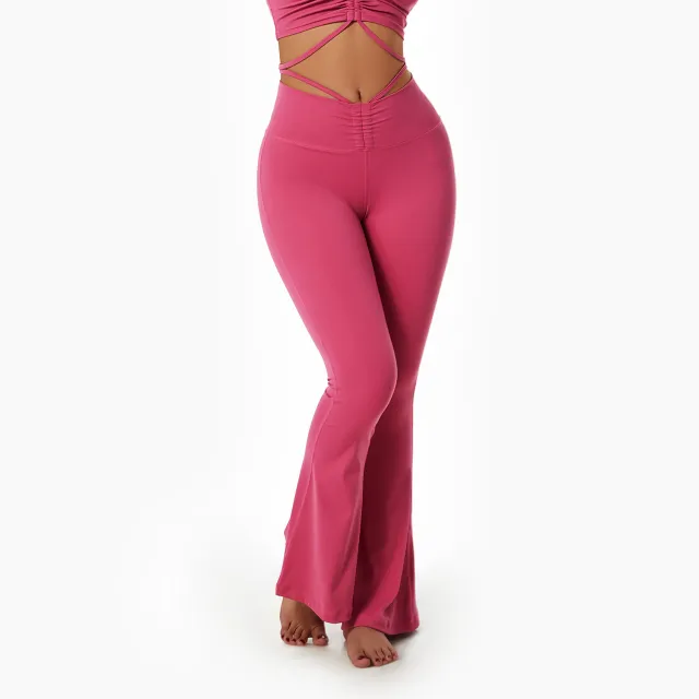 High Waist Hip Lift Fitness Dance Flared Pants Pink - Shop at LoveMi