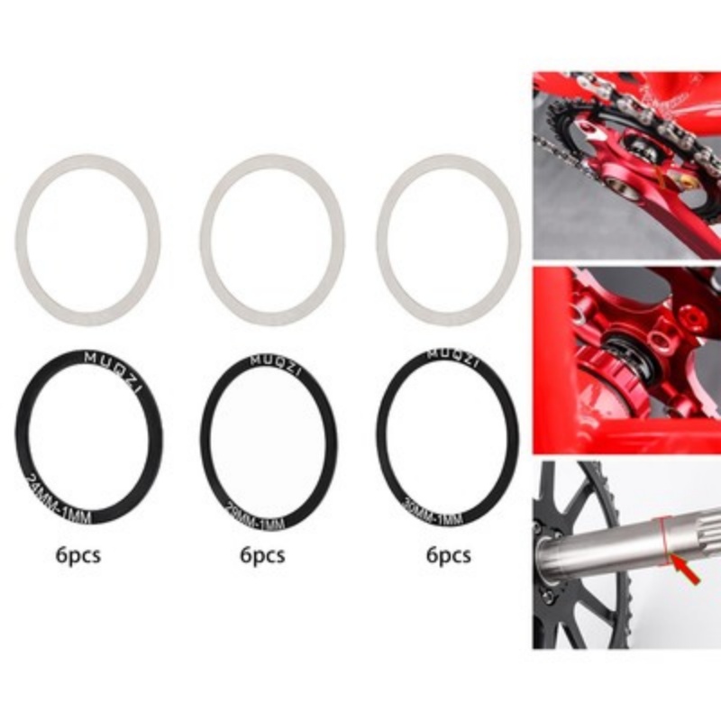 24mm 29mm 30mm 6Pcs Bike  Crankset Washer Flywheel Washer Cycling Part Aluminium