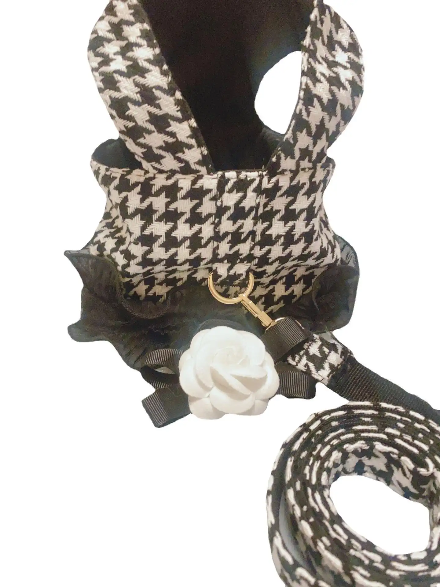 Pet Bird Check Vest Traction Suit