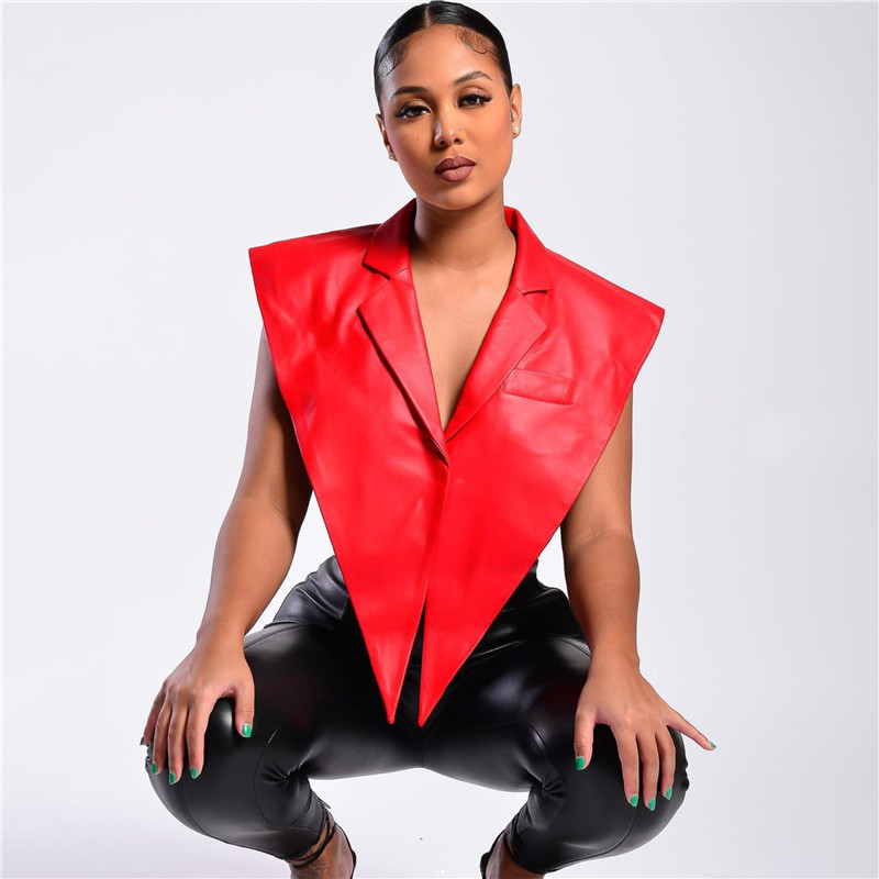 Ins Style PU Leather Women's Personality Top