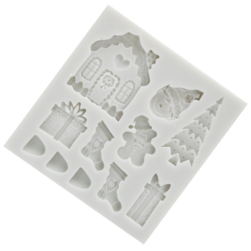 Christmas Series DIY Christmas Tree House Gift Liquid Silicone Fondant Cake Clay Mold
