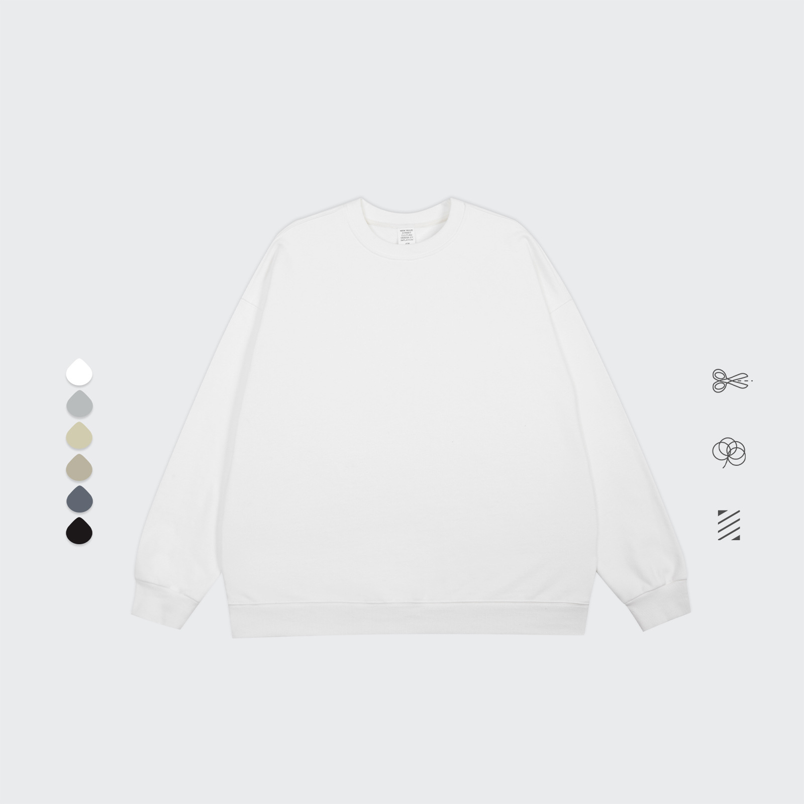 High Street Terry Loose Round Neck Thickened Sweater